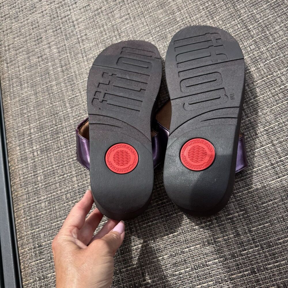 Fitflop Sandals Metallic Purple Wine Shimmer Womens Sz 10 - Picture 7 of 9